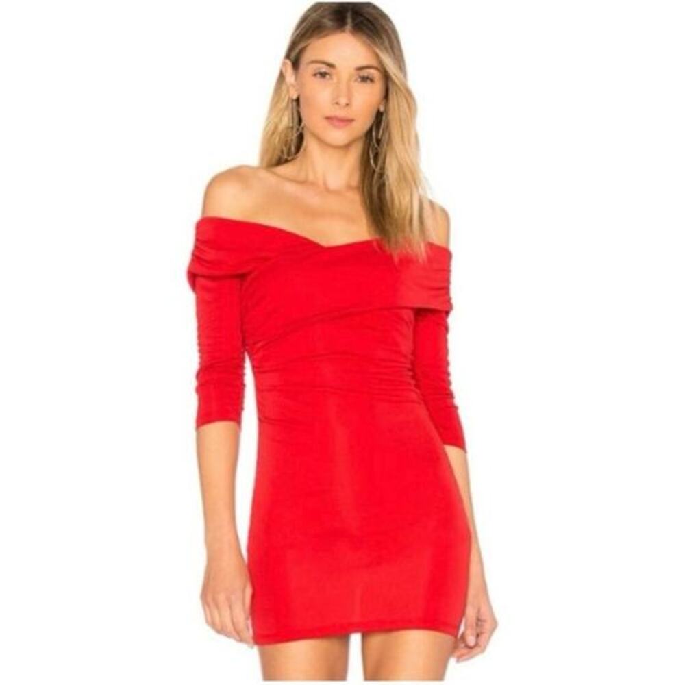 MAJORELLE Cypress Off the Shoulder Dress in Red‎ Women’s Size S